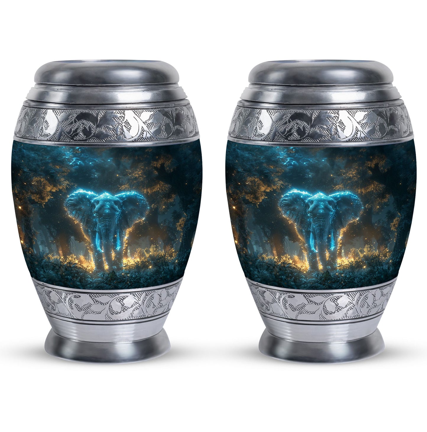 Blue Personalized Elephant Cremation Urn for Adults - 10-inch, 200 cu in - Yatskia