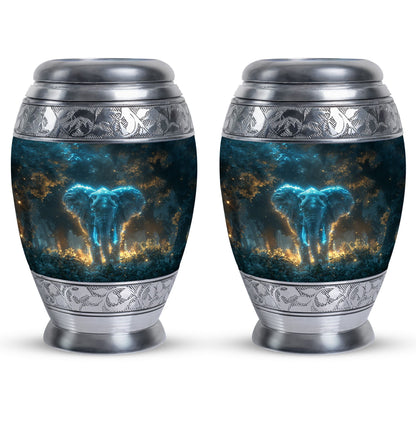 Blue Personalized Elephant Cremation Urn for Adults - 10-inch, 200 cu in - Yatskia