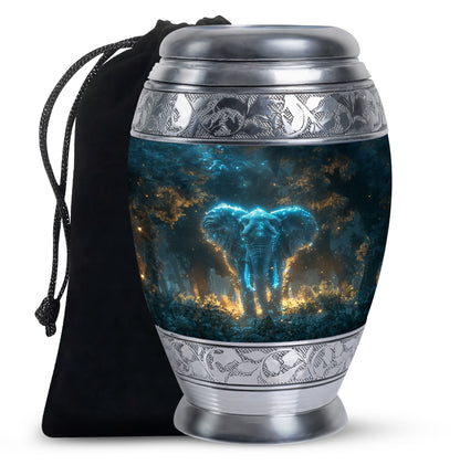 Blue Personalized Elephant Cremation Urn for Adults - 10-inch, 200 cu in - Yatskia