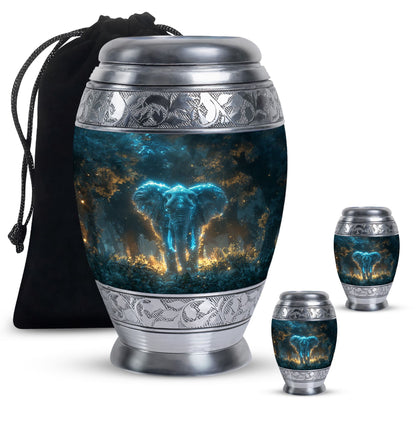 Blue Personalized Elephant Cremation Urn for Adults - 10-inch, 200 cu in - Yatskia