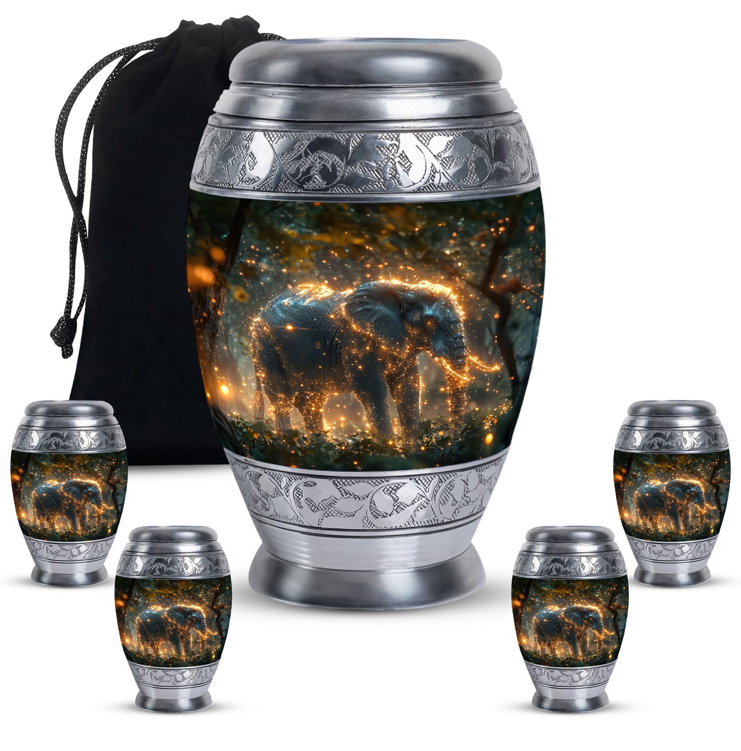 Personalized Elephant Cremation Urn for Men and Women - 10-inch, 200 cu in - Yatskia