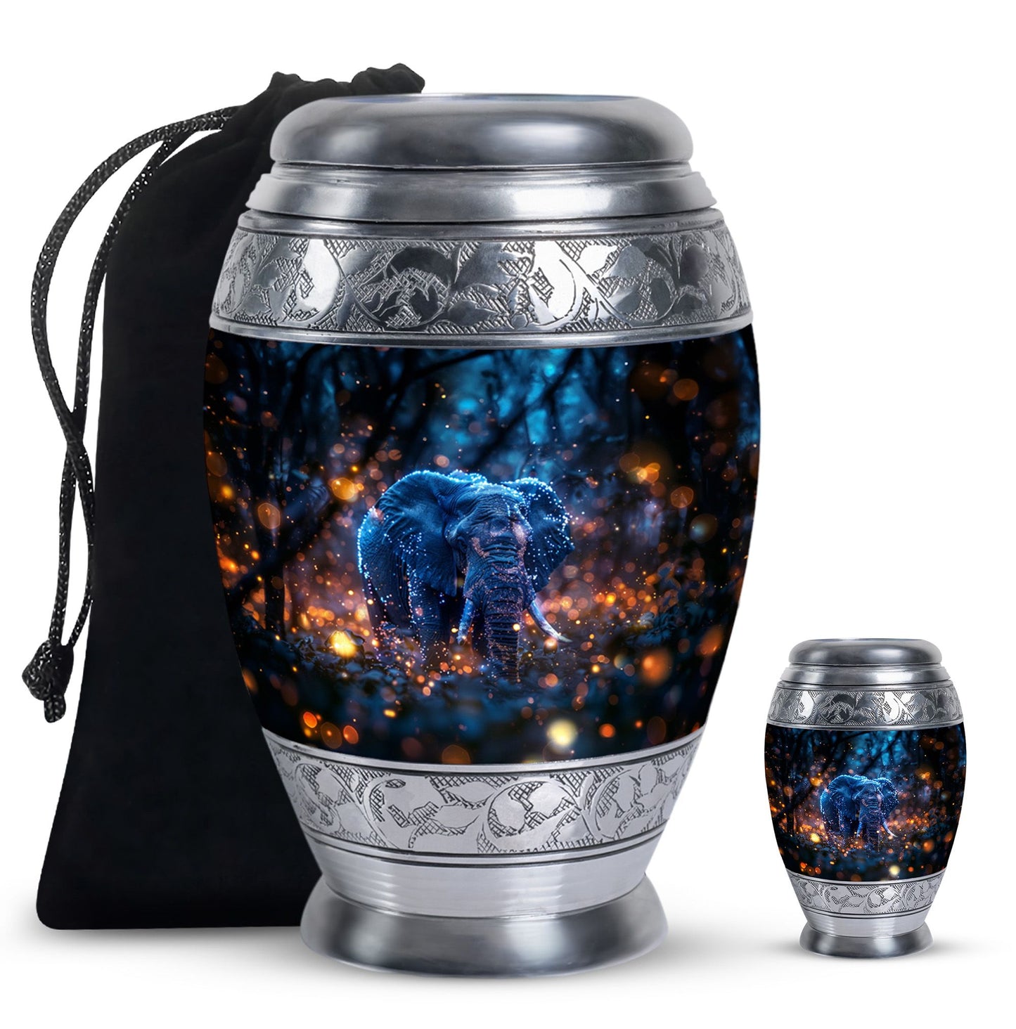Personalized Elephant Cremation Urn for Human Ashes - 10-inch, 200 cu in - Yatskia