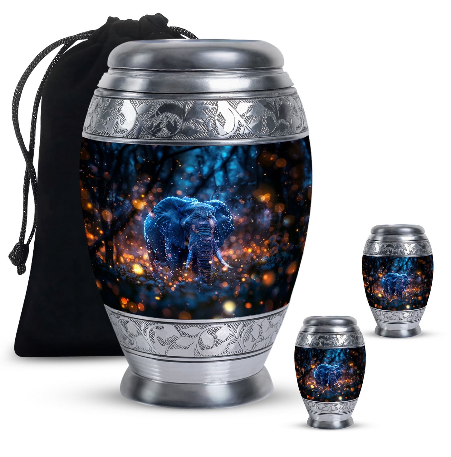Personalized Elephant Cremation Urn for Human Ashes - 10-inch, 200 cu in - Yatskia