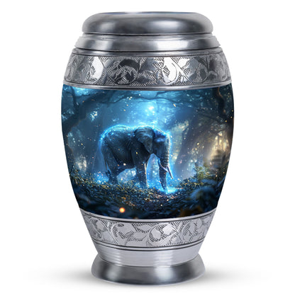 Blue Personalized Elephant Cremation Urn for Men & Women - 10-inch, 200 cu in - Yatskia