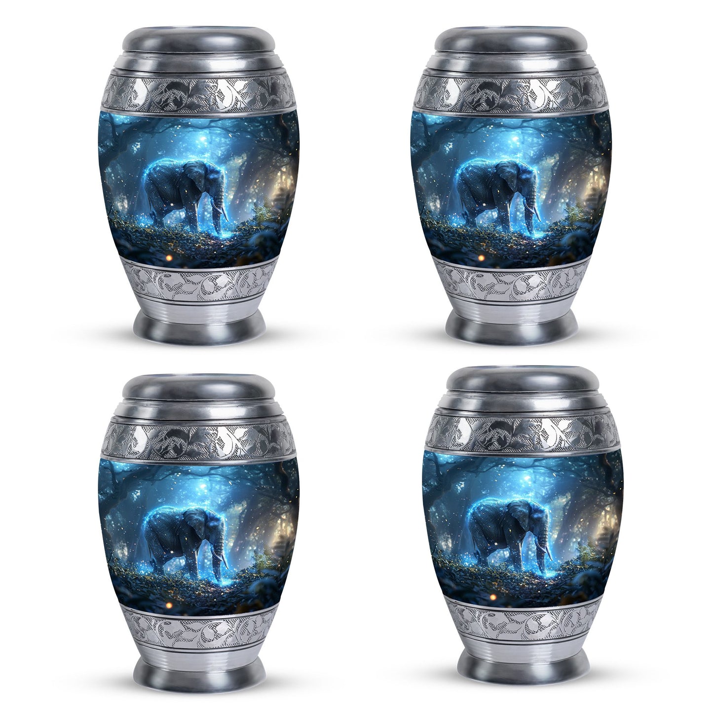 Blue Personalized Elephant Cremation Urn for Men & Women - 10-inch, 200 cu in - Yatskia