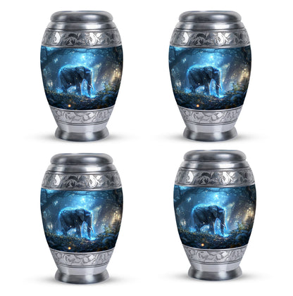 Blue Personalized Elephant Cremation Urn for Men & Women - 10-inch, 200 cu in - Yatskia