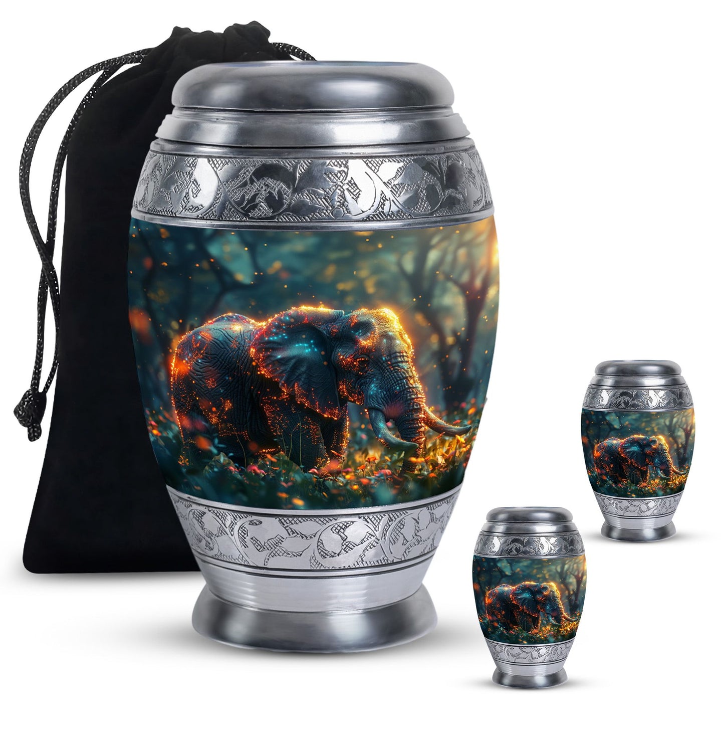 Personalized Elephant Cremation Urn for Women - 10-inch, 200 cu in - Yatskia