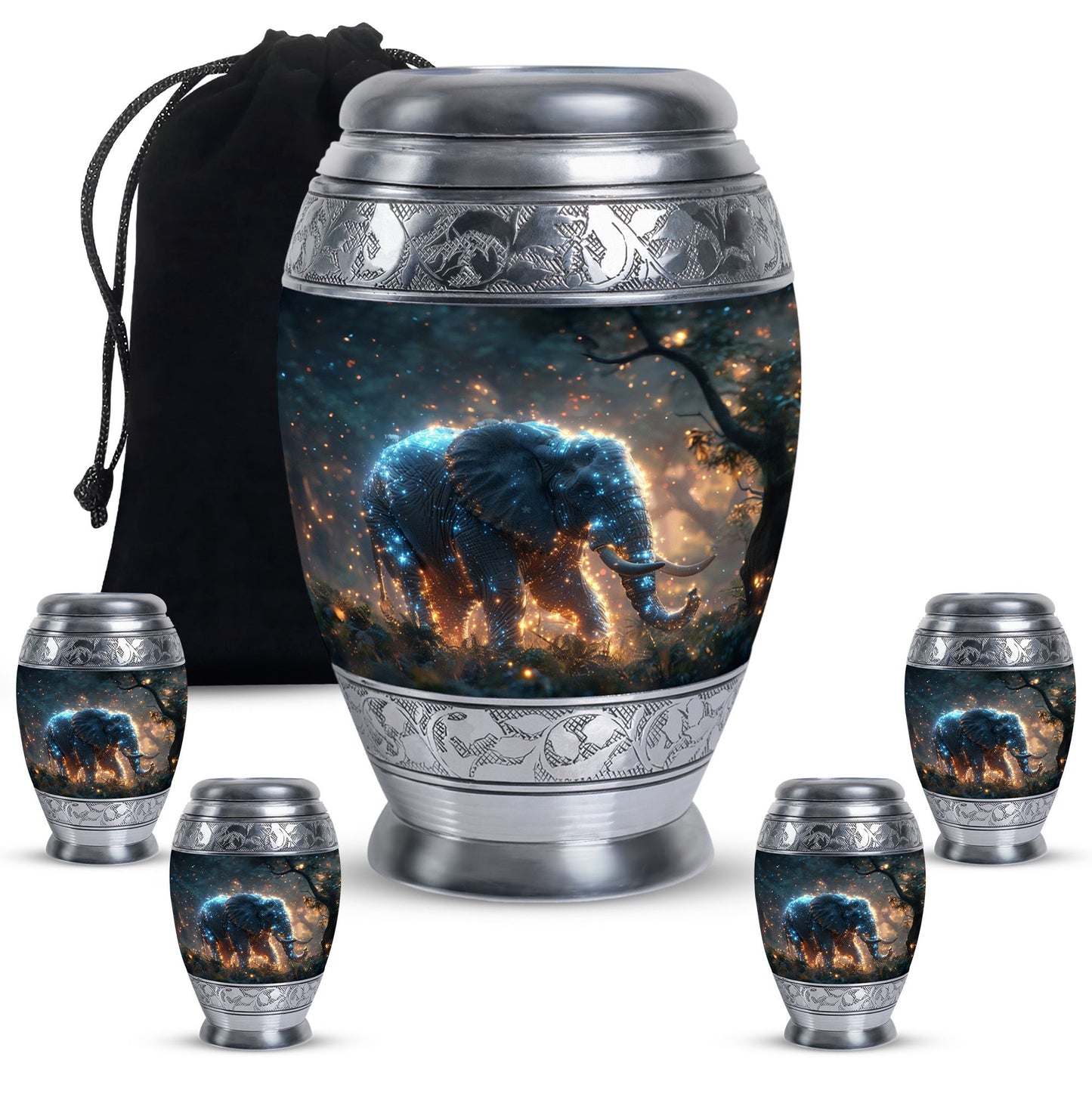 Personalized Elephant Cremation Urn for Men & Women - 10-inch, 200 cu in - Yatskia