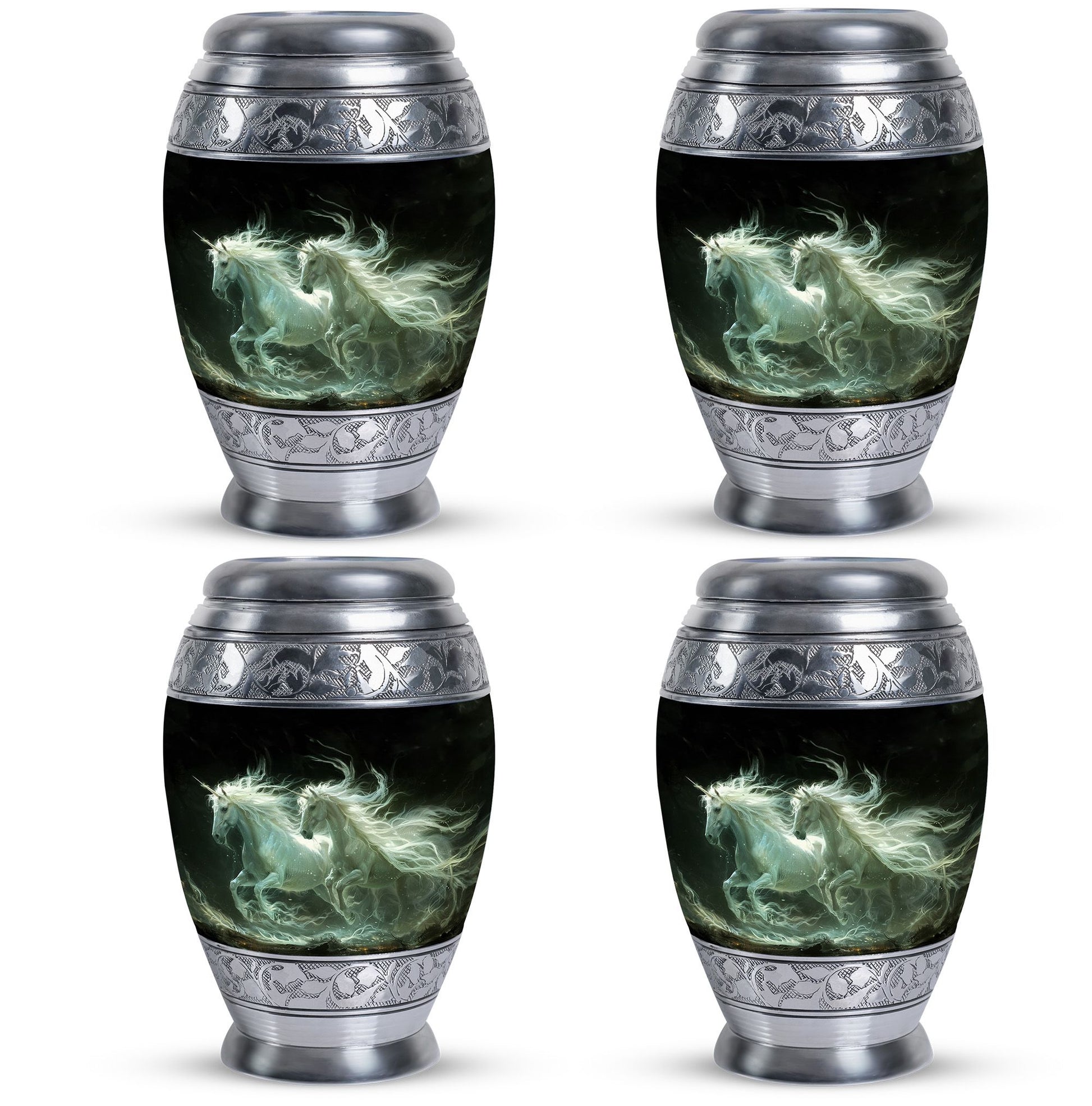 White Unicorn Black Urn - Cremation Urns For Adult Ashes Women