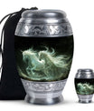 White Unicorn Black Urn - Cremation Urns For Adult Ashes Women