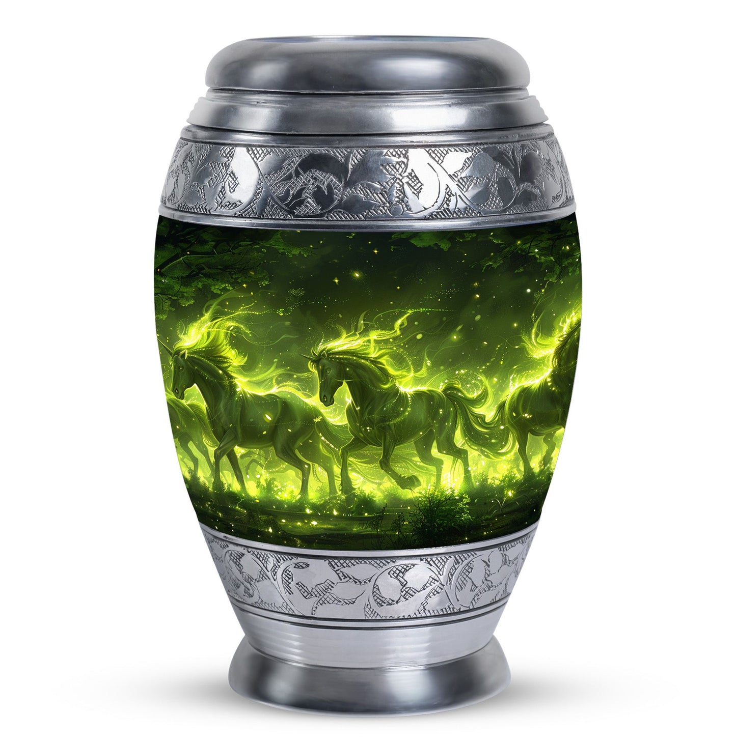 Green Personalized Unicorn Cremation Urn for Women - 10-inch, 200 cu in - Yatskia
