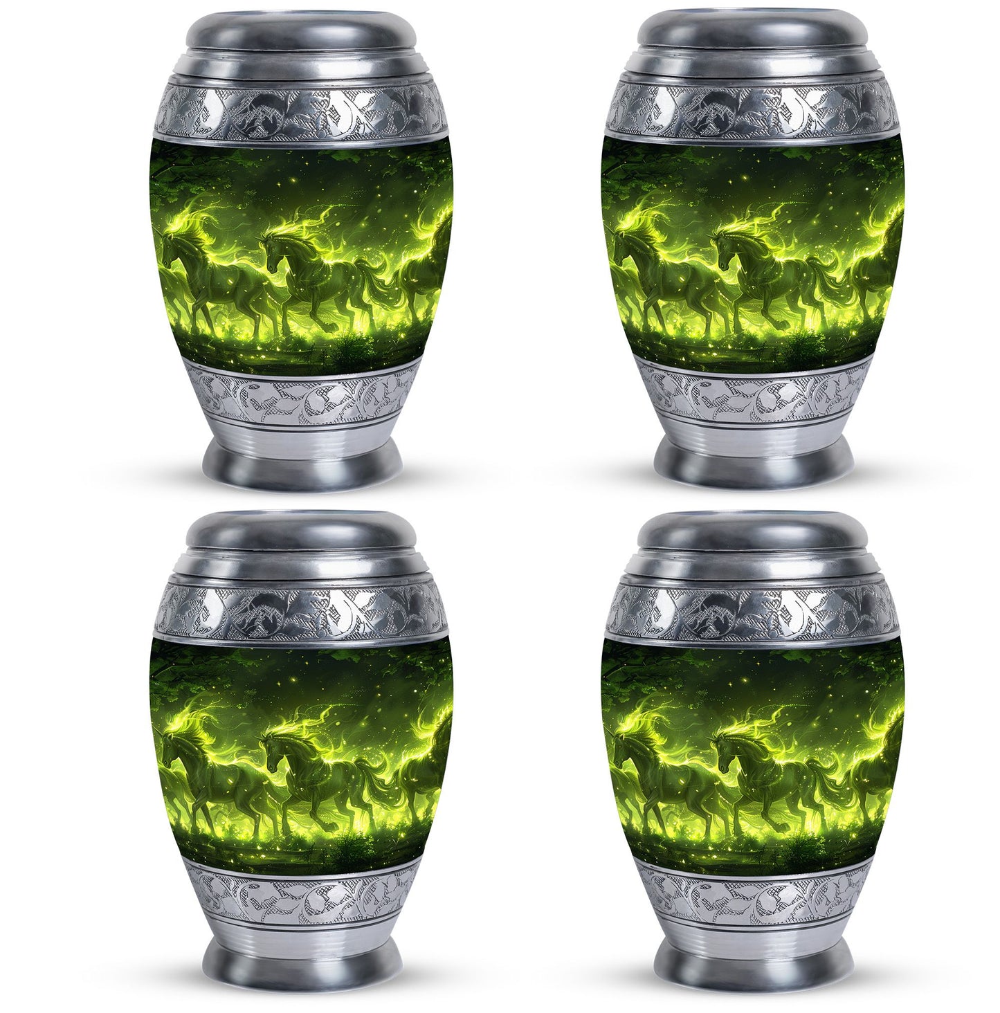 Green Personalized Unicorn Cremation Urn for Women - 10-inch, 200 cu in - Yatskia