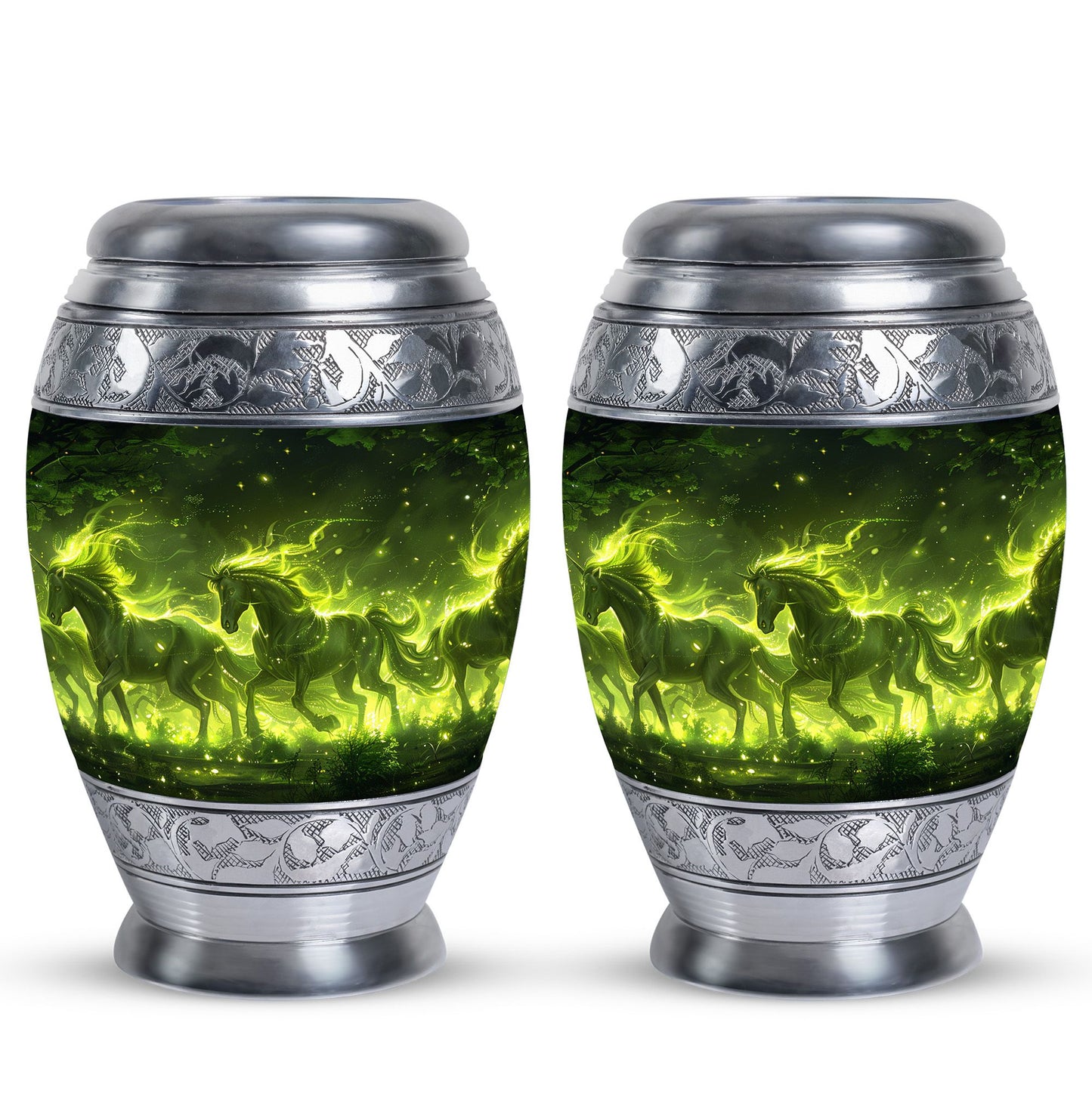 Green Personalized Unicorn Cremation Urn for Women - 10-inch, 200 cu in - Yatskia