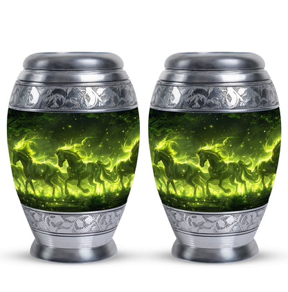 Green Personalized Unicorn Cremation Urn for Women - 10-inch, 200 cu in - Yatskia