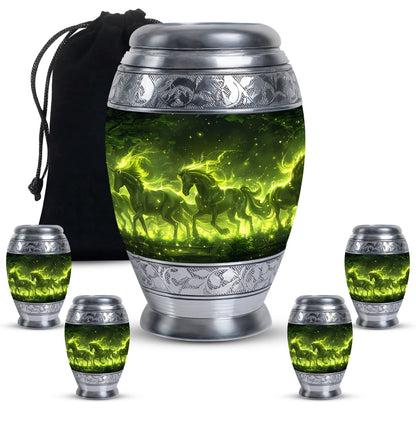 Green Personalized Unicorn Cremation Urn for Women - 10-inch, 200 cu in - Yatskia