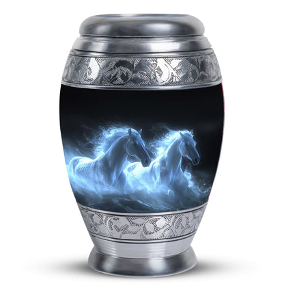 White Personalized Horse Cremation Urn for Human Ashes - 10-inch, 200 cu in - Yatskia