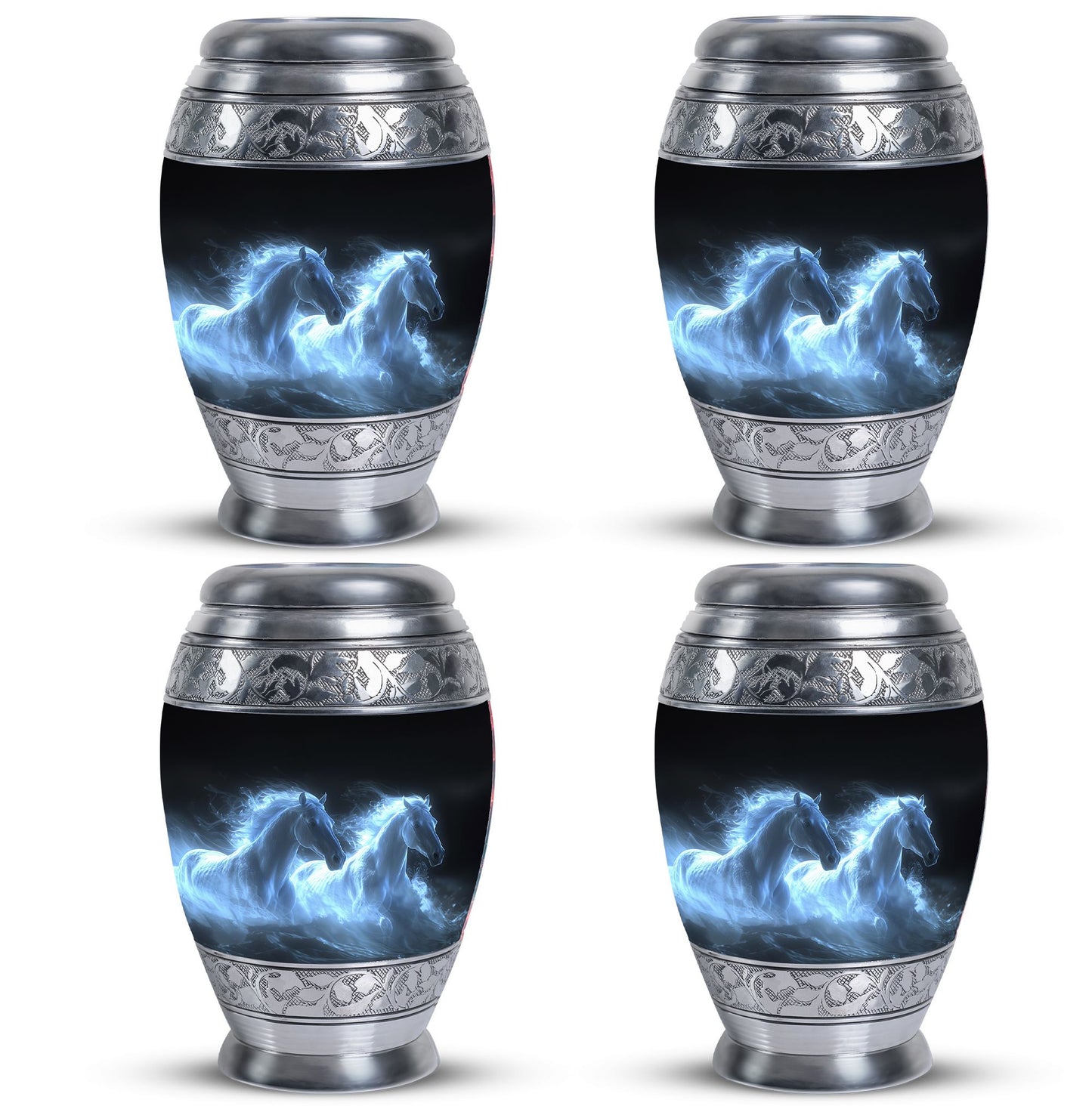 White Personalized Horse Cremation Urn for Human Ashes - 10-inch, 200 cu in - Yatskia