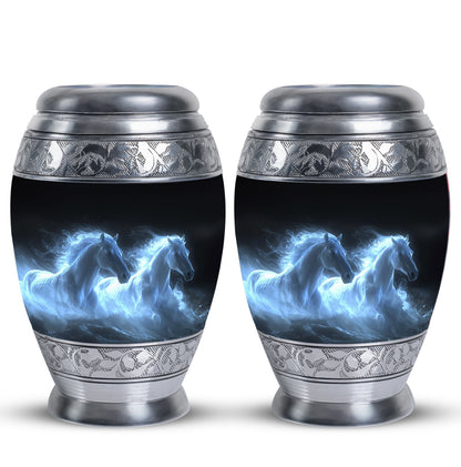 White Personalized Horse Cremation Urn for Human Ashes - 10-inch, 200 cu in - Yatskia