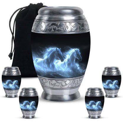 White Personalized Horse Cremation Urn for Human Ashes - 10-inch, 200 cu in - Yatskia