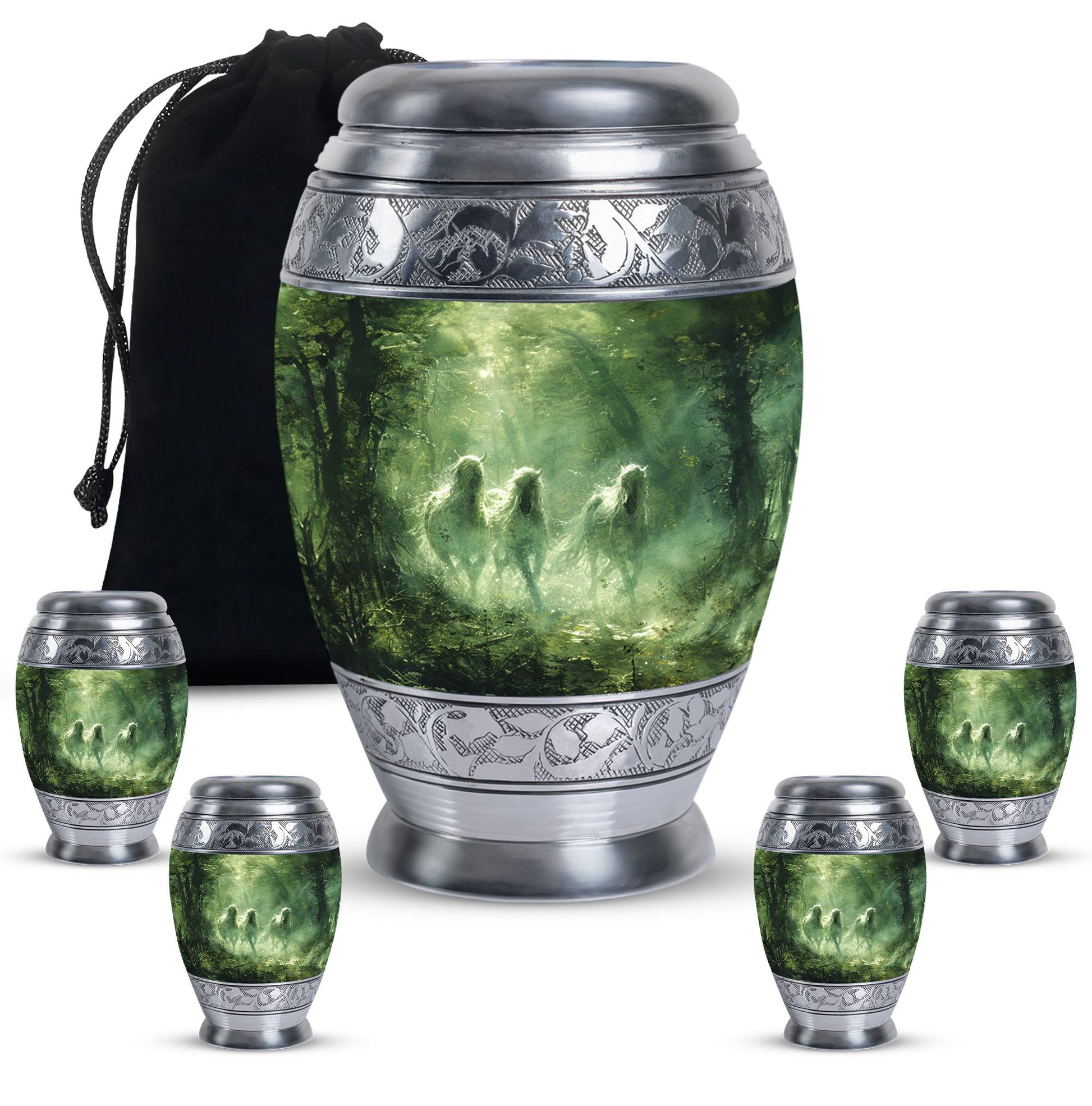 Unicorn In Forest Urn - Large Urn For Ashes For Women