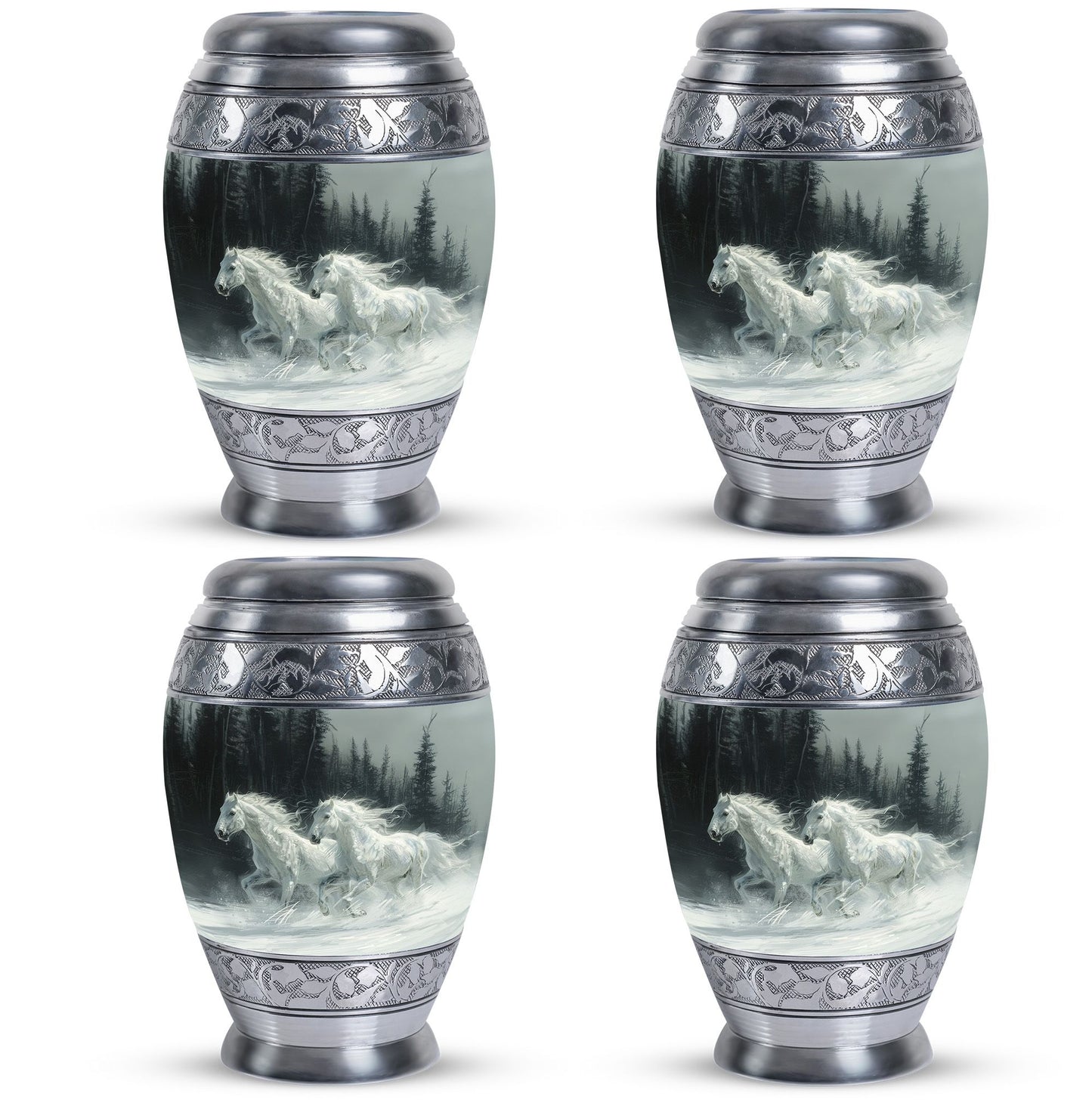 White Personalized Horse Cremation Urn for Human Ashes - 10-inch, 200 cu in - Yatskia