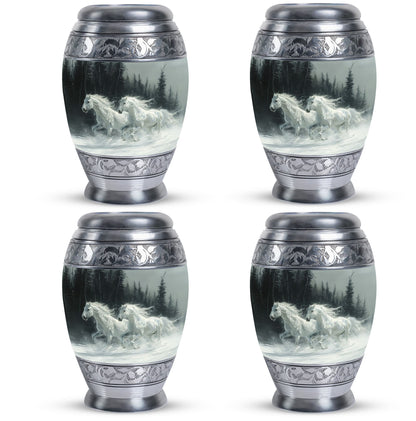 White Personalized Horse Cremation Urn for Human Ashes - 10-inch, 200 cu in - Yatskia