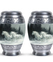 White Horse & Snow Urn - Urns For Human Ashes Adult Large