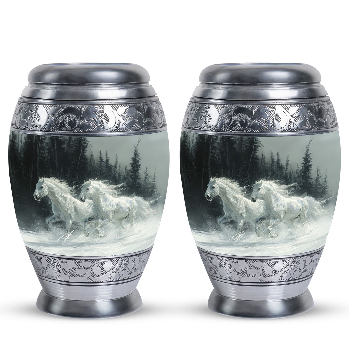 White Personalized Horse Cremation Urn for Human Ashes - 10-inch, 200 cu in - Yatskia