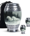White Horse & Snow Urn - Urns For Human Ashes Adult Large