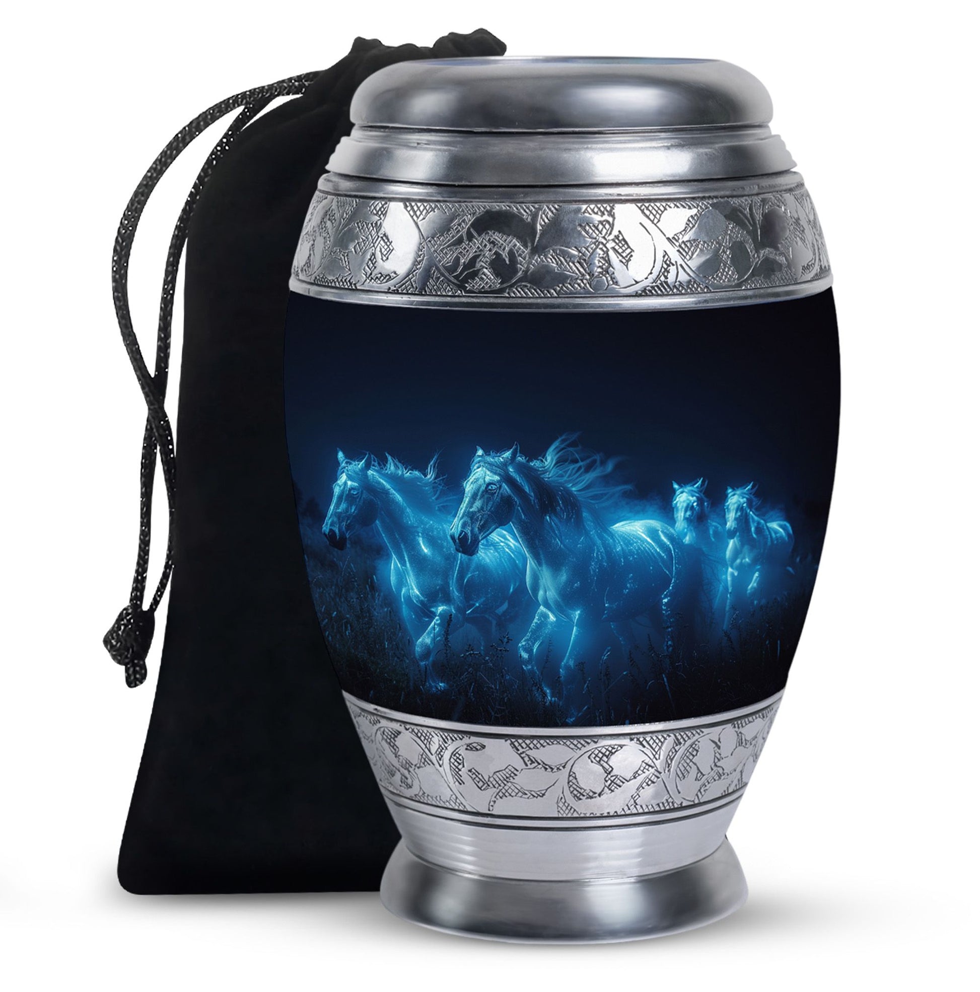 Horse Urn with Glowing Spirit Horses - Adult Large Urns
