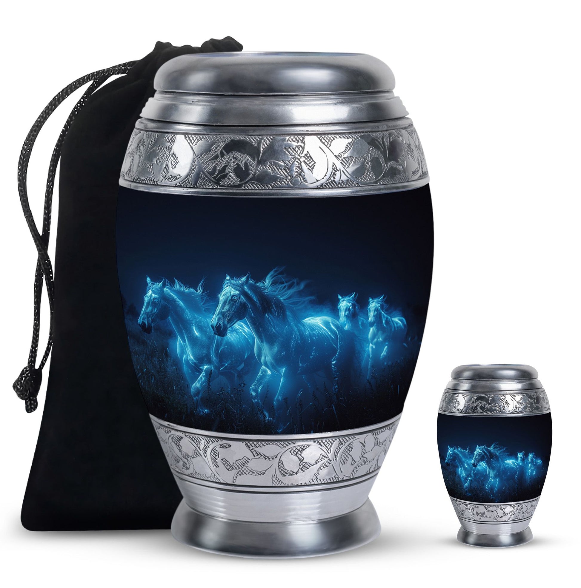 Horse Urn with Glowing Spirit Horses - Adult Large Urns