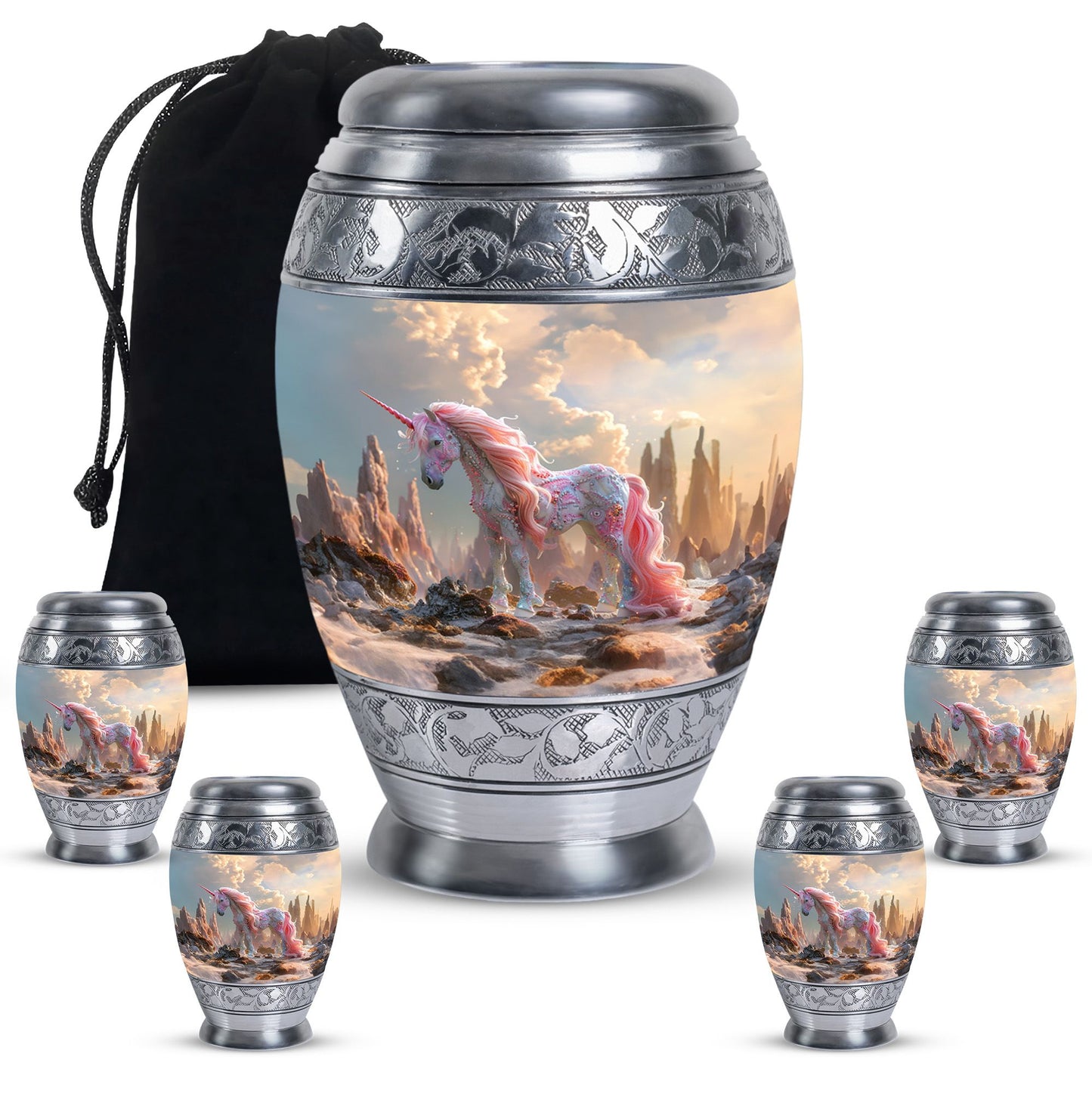 Personalized Unicorn Memorial Urn for Human Ashes - 10-inch, 200 cu in - Yatskia