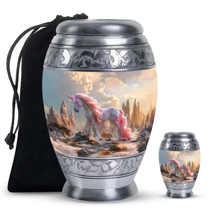 Personalized Unicorn Memorial Urn for Human Ashes - 10-inch, 200 cu in - Yatskia