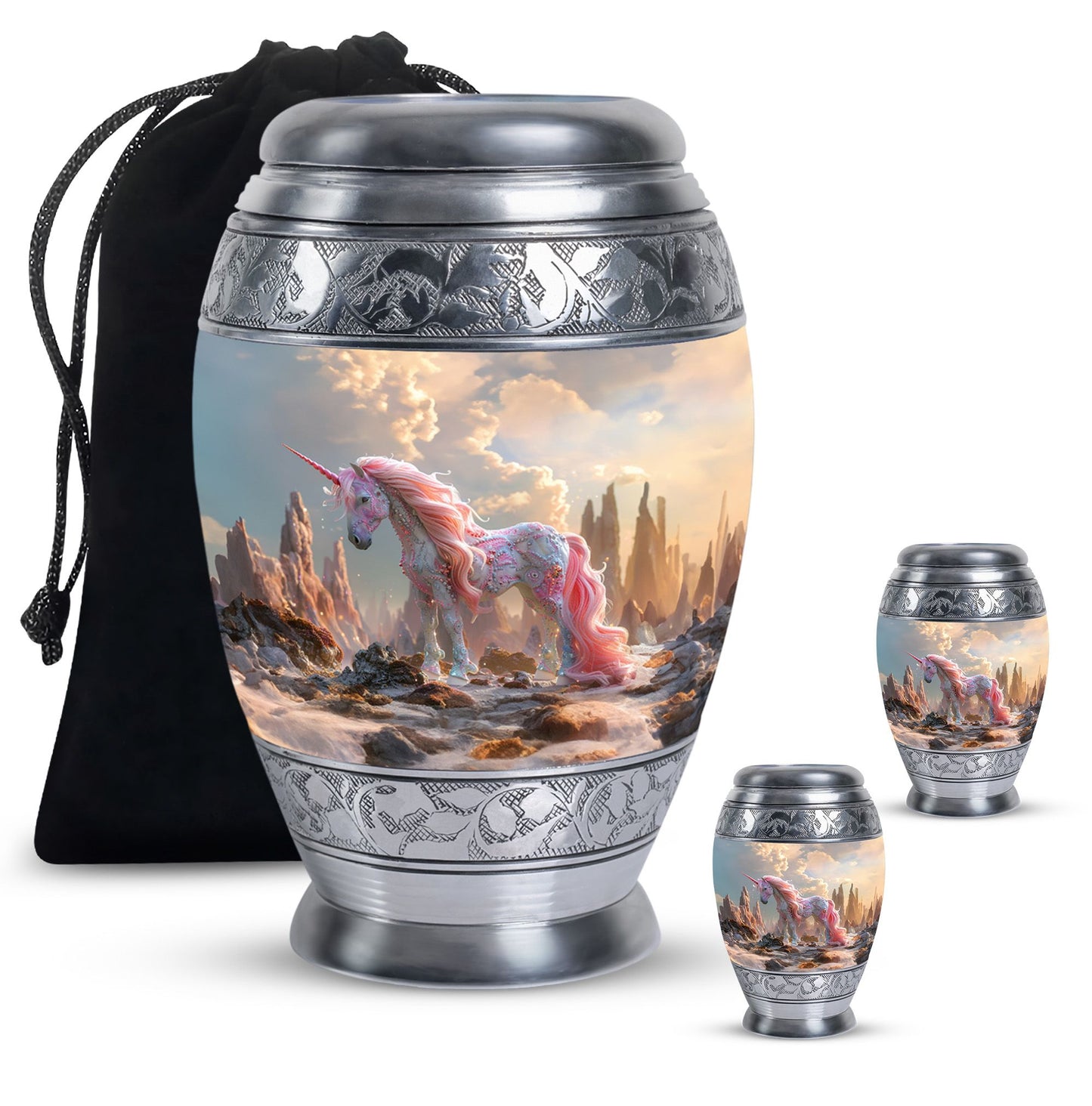 Personalized Unicorn Memorial Urn for Human Ashes - 10-inch, 200 cu in - Yatskia