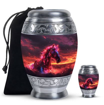 Personalized Horse Keepsake Urn for Human Ashes - 10-inch, 200 cu in - Yatskia
