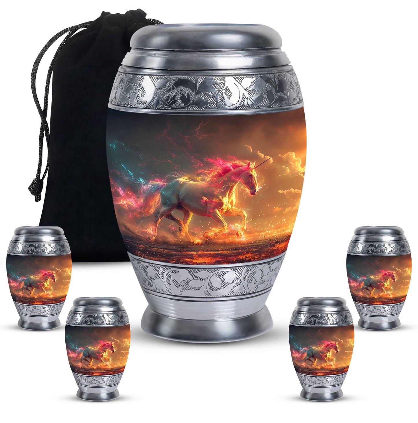 Personalized Unicorn Cremation Urn for Men & Women - 10-inch, 200 cu in - Yatskia