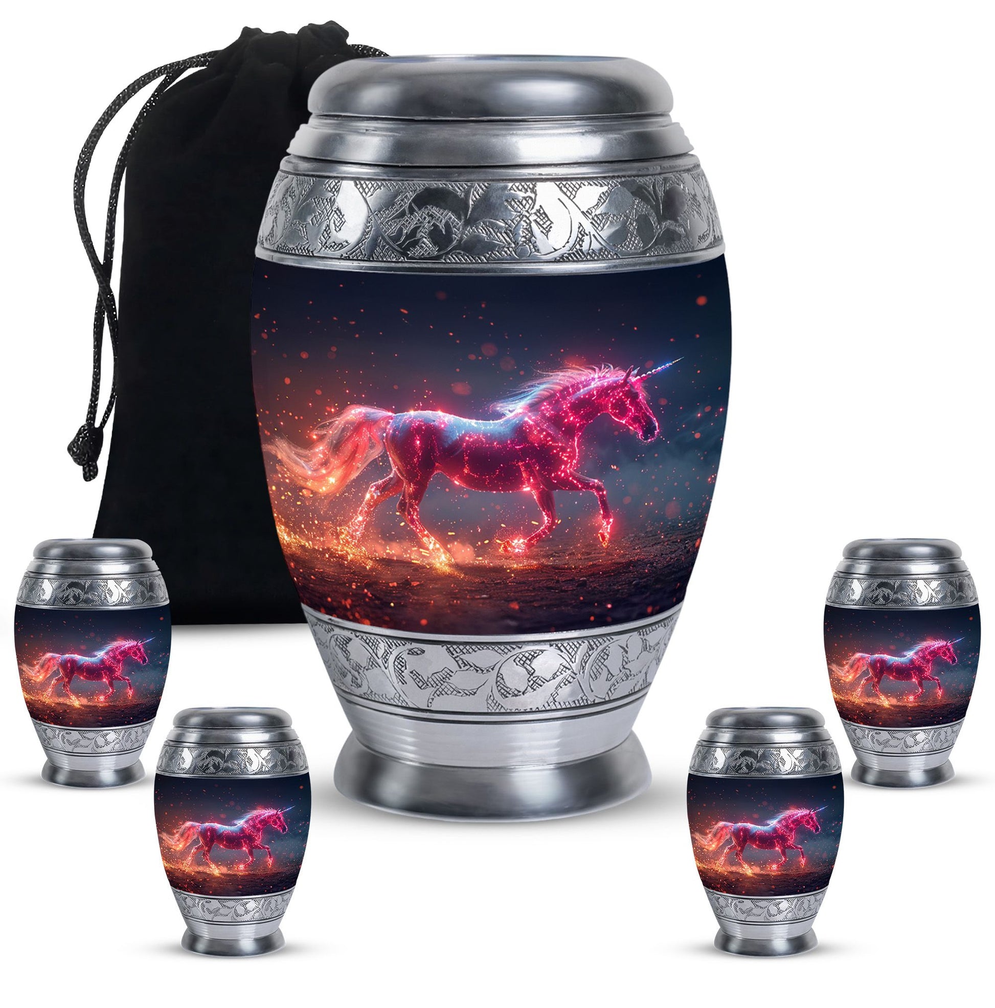 Sparkling Unicorn Cremation Urns Large & Small Combo For Women & Men