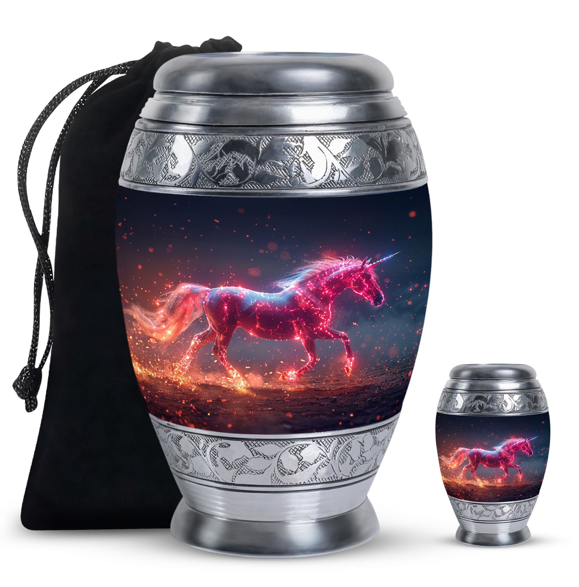 Sparkling Unicorn Cremation Urns Large & Small Combo For Women & Men