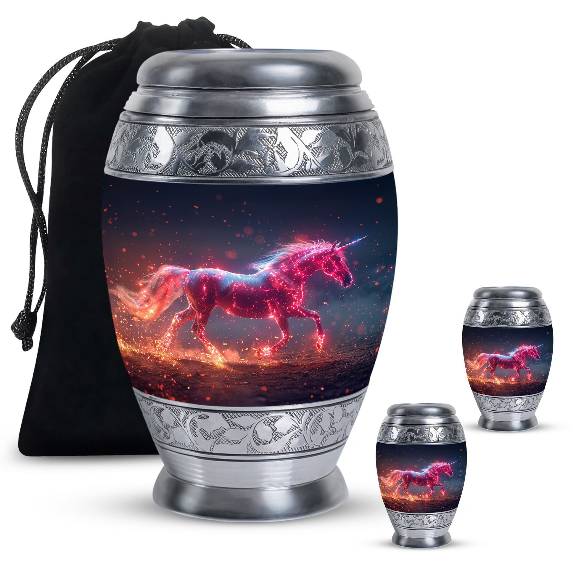Sparkling Unicorn Cremation Urns Large & Small Combo For Women & Men