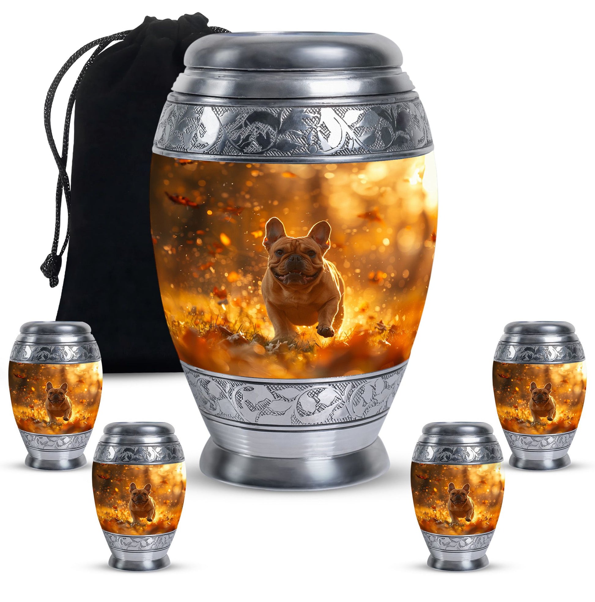 Golden Bulldog Memorial Tribute Urn - Pet Cremation Urns For Funeral