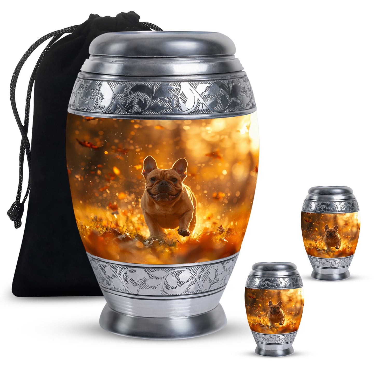 Golden Bulldog Memorial Tribute Urn - Pet Cremation Urns For Funeral