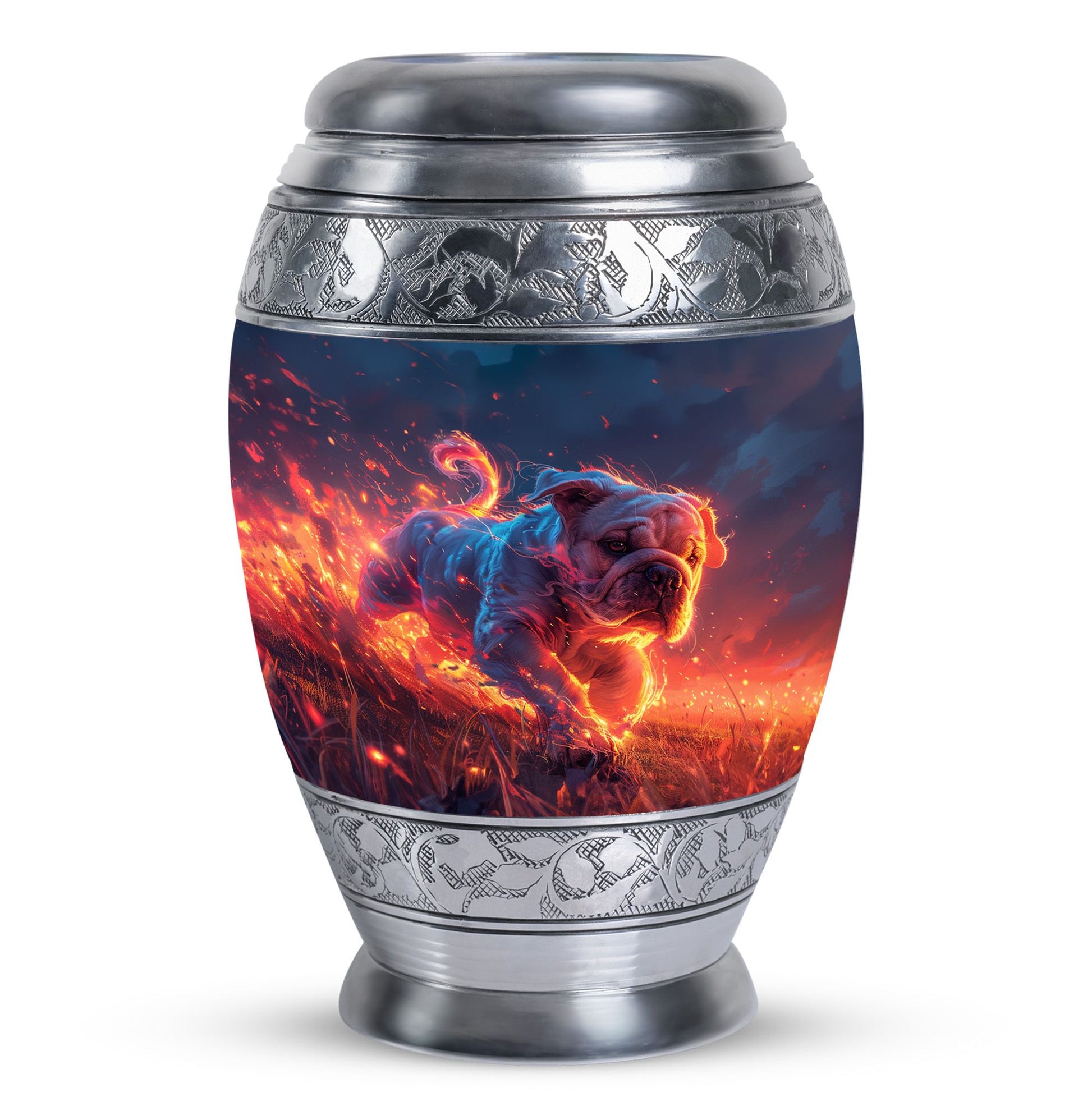 Fiery Bulldog Memorial Ashes Urn - Large Cremation Urn For Pets