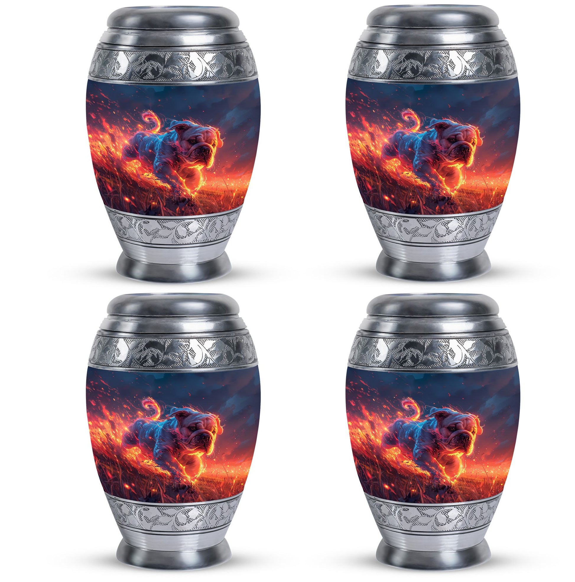 Fiery Bulldog Memorial Ashes Urn - Large Cremation Urn For Pets