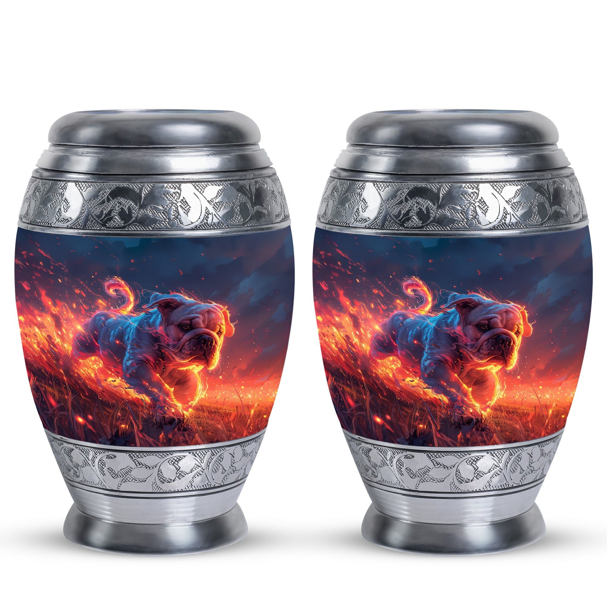 Fiery Bulldog Memorial Ashes Urn - Large Cremation Urn For Pets