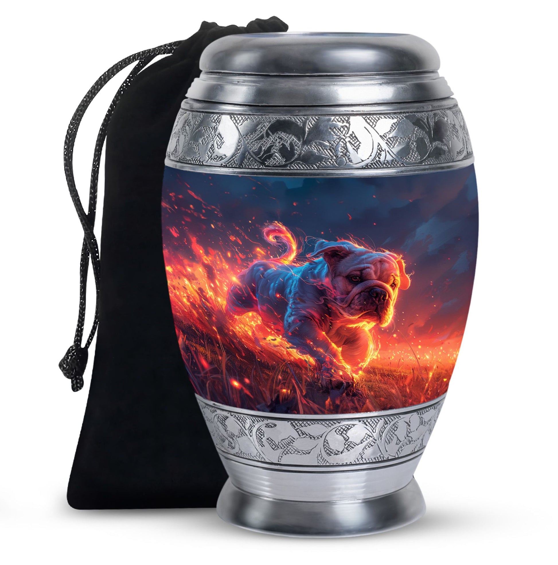 Fiery Bulldog Memorial Ashes Urn - Large Cremation Urn For Pets