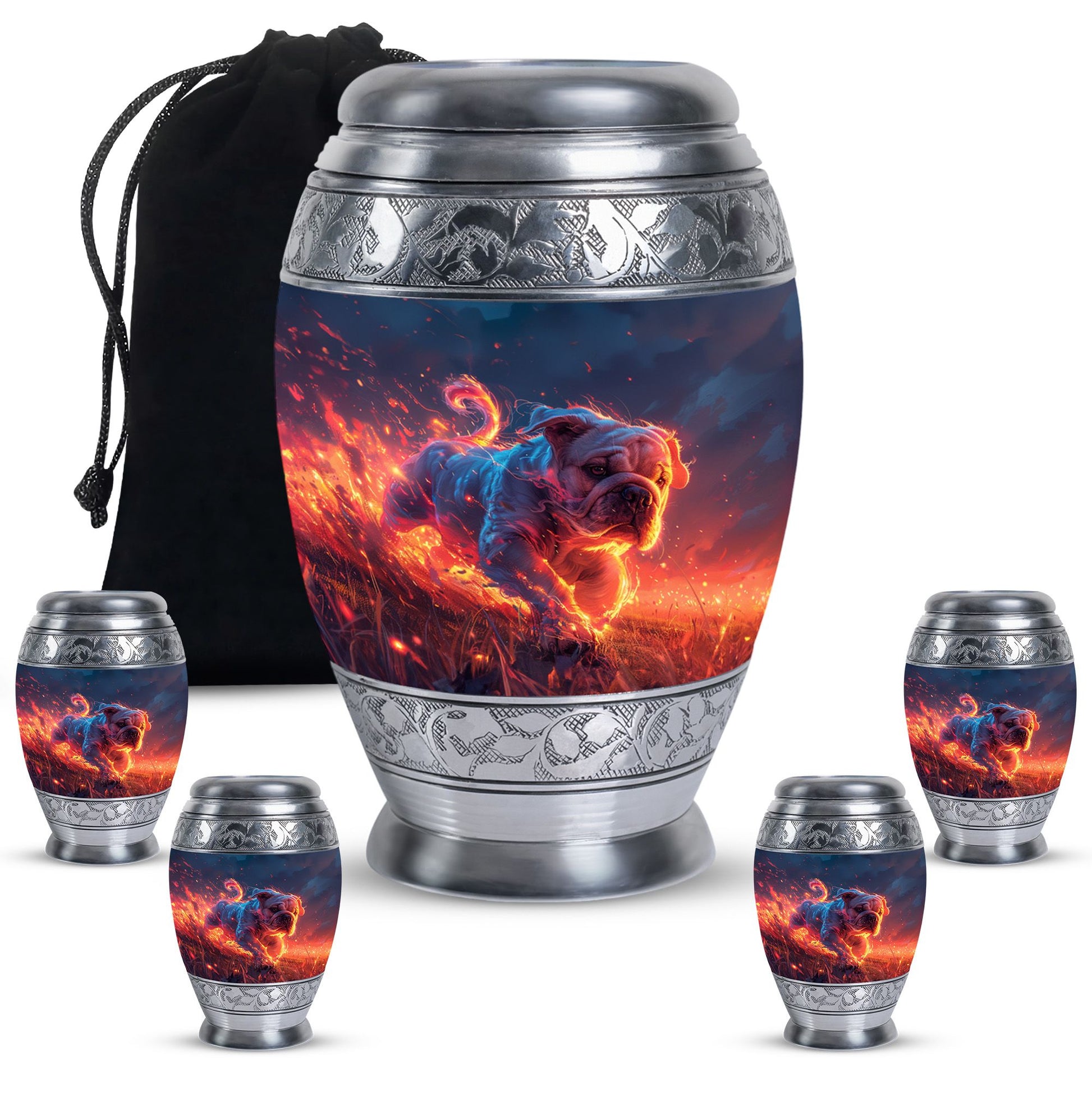 Fiery Bulldog Memorial Ashes Urn - Large Cremation Urn For Pets