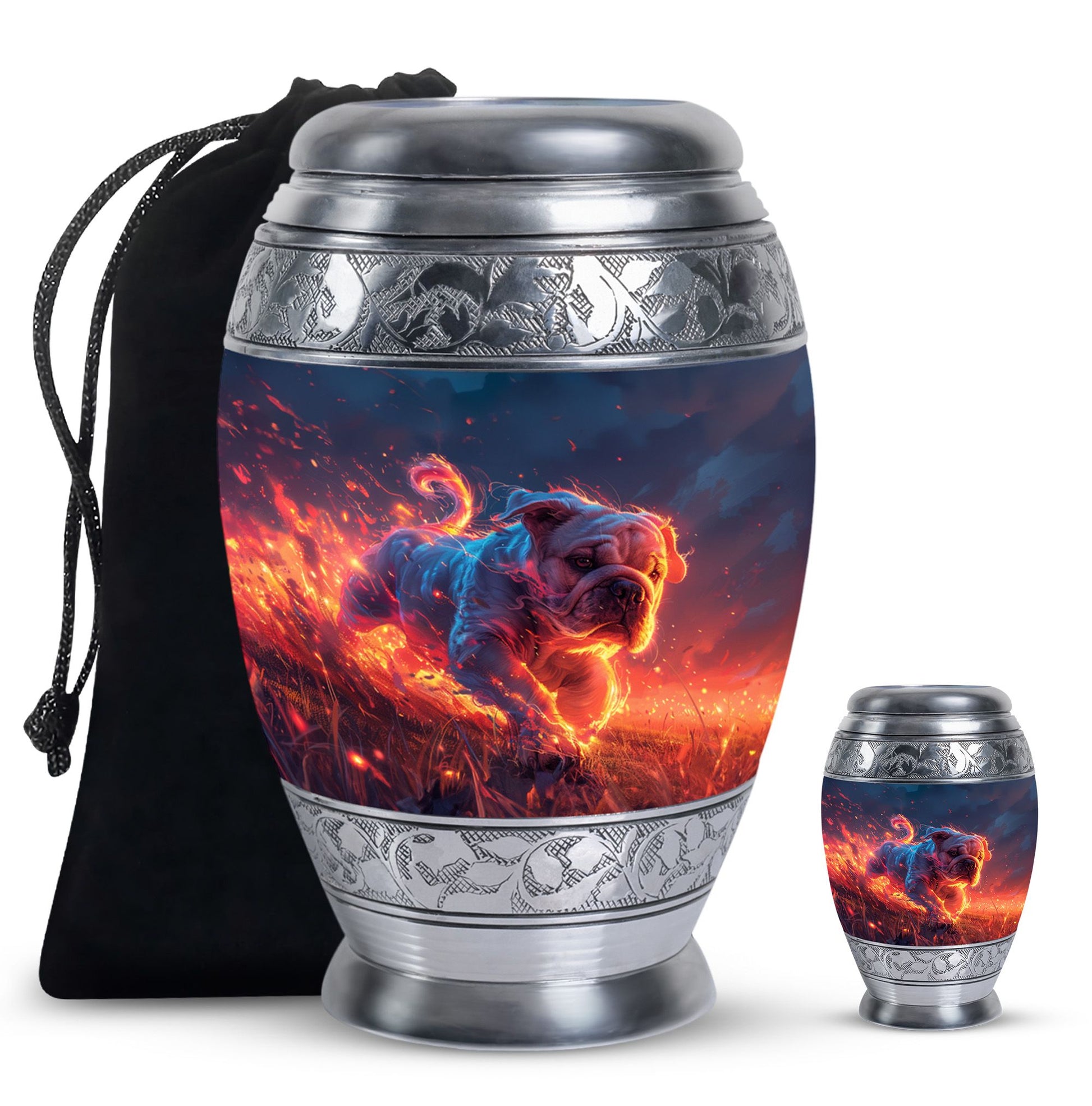 Fiery Bulldog Memorial Ashes Urn - Large Cremation Urn For Pets