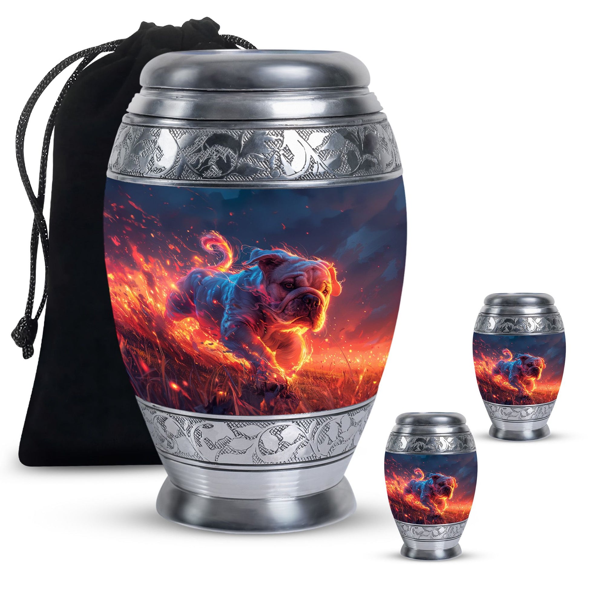 Fiery Bulldog Memorial Ashes Urn - Large Cremation Urn For Pets