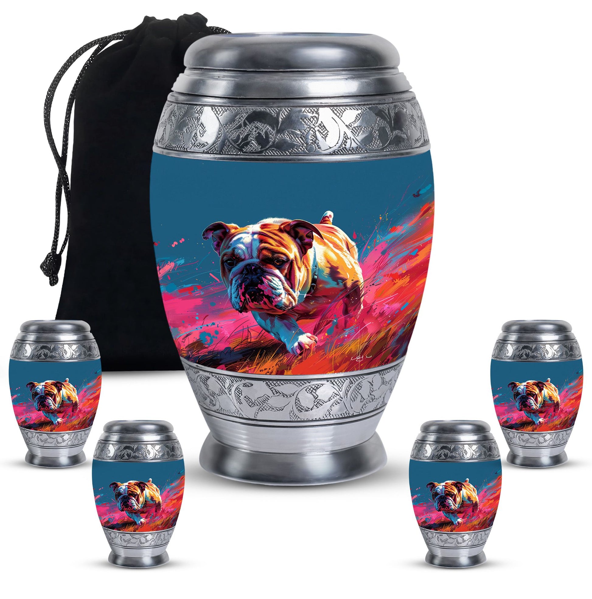 Vibrant Memorial Ashes Urn - Bulldog Funeral Cremation Urn For Pets