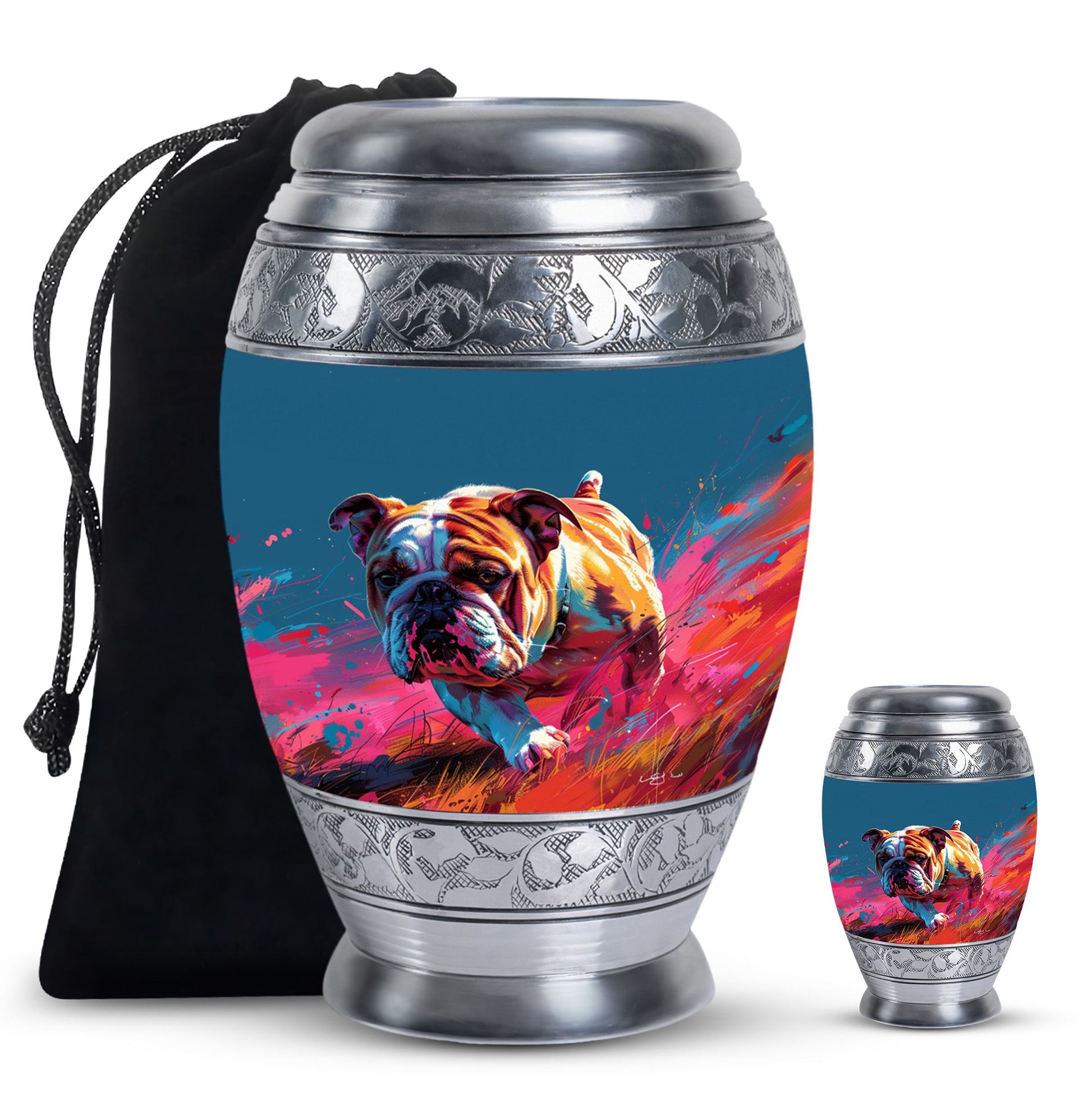 Vibrant Memorial Ashes Urn - Bulldog Funeral Cremation Urn For Pets
